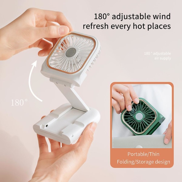 Portable Mini Handheld Usb Fan 5 In 1 Phone Holder Foldable Neck Fan Power Bank Desk Fan Green