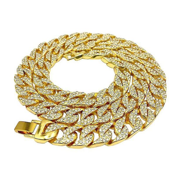 Cuban Link Chain Choker Necklace Gold Rhinestones Hip Hop Chain Jewelry  For Women Mens Necklace Party Gift