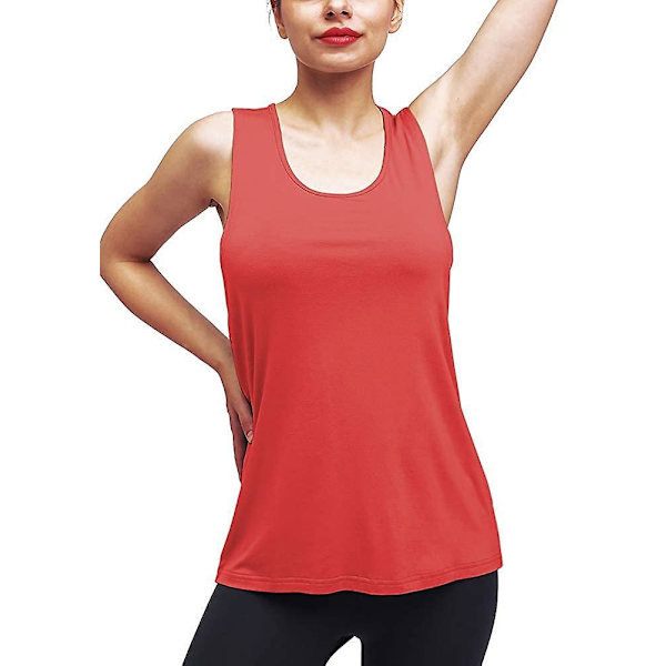 Workout Tops For Women Yoga Athletic Shirts Long Tank Tops Gym Clothes Red X-Large