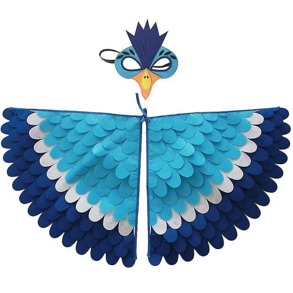 Birds Wings Costume Set Halloween Peacock Parrot Cape With Felt Mask Kids Fancy Dress Up W16
