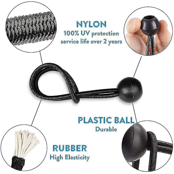 30pcs Elastic Tensioner, Rubber Bungee Tensioners With Ball, For Tarpaulin