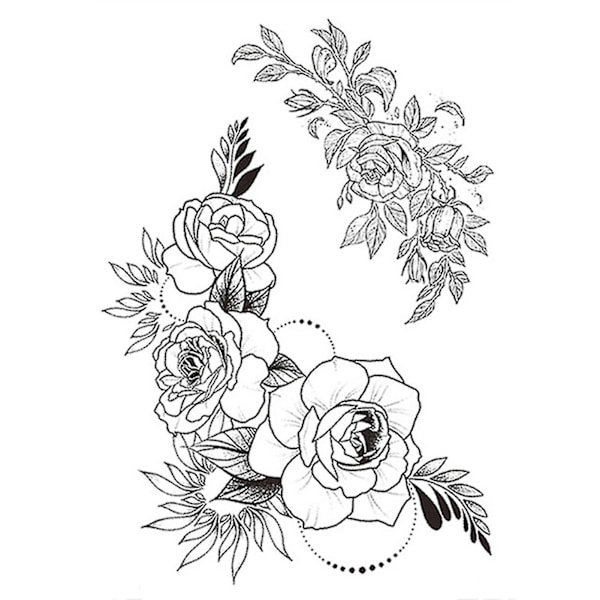 Fashion Tattoo Sticker Temporary Black Roses Design Full Flower Arm Big Fake Tattoo Sticker Body Art Decal Qinhai 23