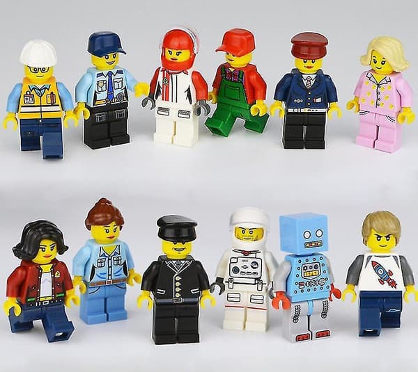 12pcs Urban Professional Doll Children's Small Particle Assembling Building Block Toys