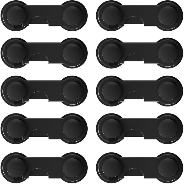 Child Safety Lock Drawer Buckle Locks for Wardrobes Closets Fridges Toilets etc. (10 Pack in Black)