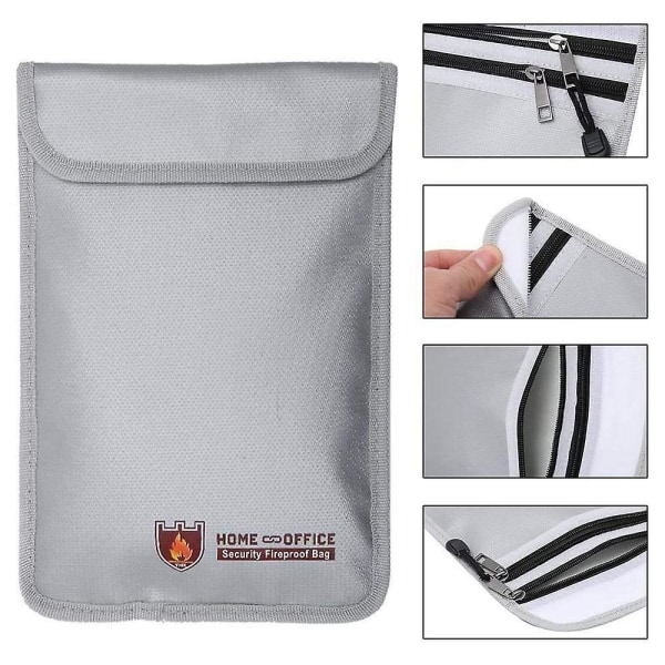 Fireproof Document Bag With Two Pockets Two Zippers,file Storage Bag