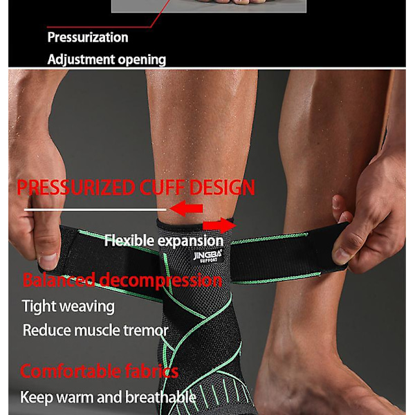Protective Football Ankle Support Basketball Ankle, Brace Compression Belt Ankle Protector Green L-xl