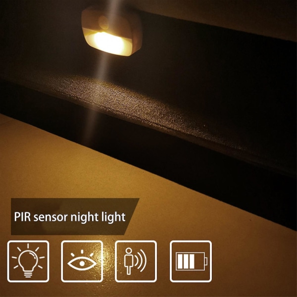Motion Sensor Led Night Light Battery Powered Indoor Closet Cabinet Wall Ca warm white