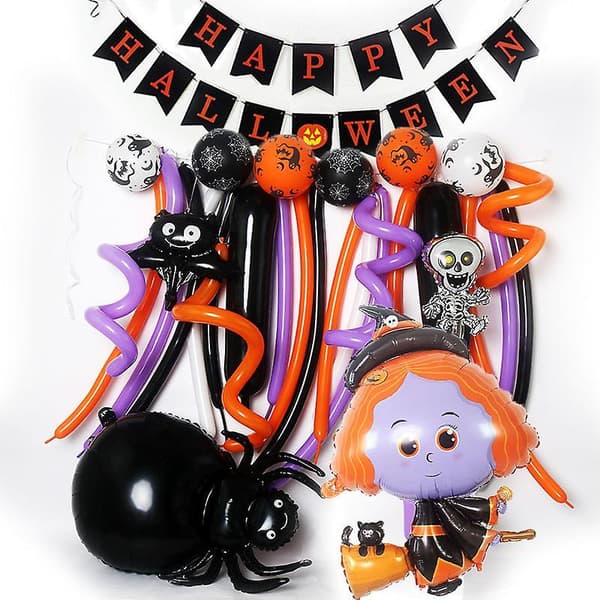 Halloween Witch Spider Skull Latex Balloon Halloween Party Background Wall Decoration E