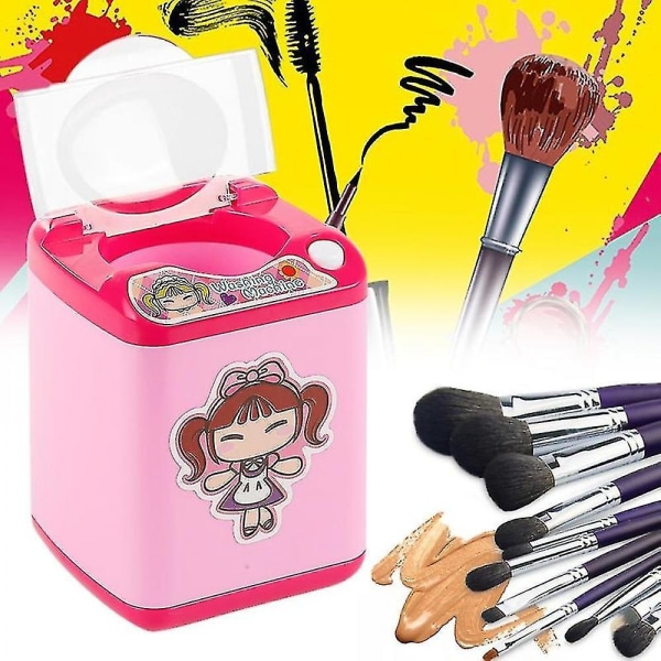 Mini Washing Machine Toy Makeup Brush Powder Puff Cleaning Machine pink girle
