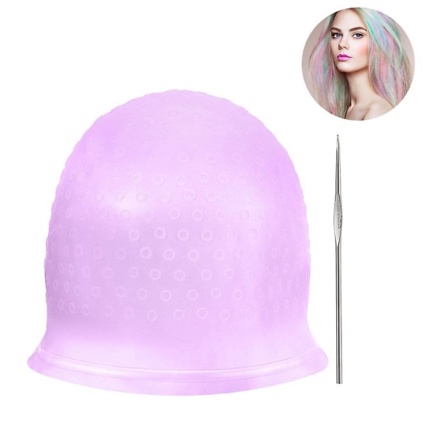 Silicone Highlight Cap Set Color Hair Reusable Salon Staining Tool Purple