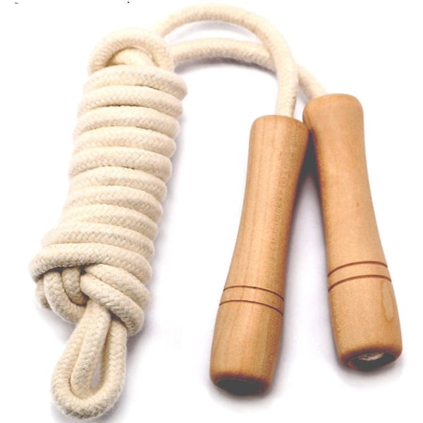 Piao Jump Rope For Kids - Wooden Handle - Adjustable Cotton Braided Fitness Skipping Rope