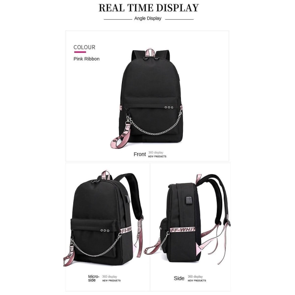 Bts Chain Backpack Cute Usb Charging Peripheral School Bag Style 13