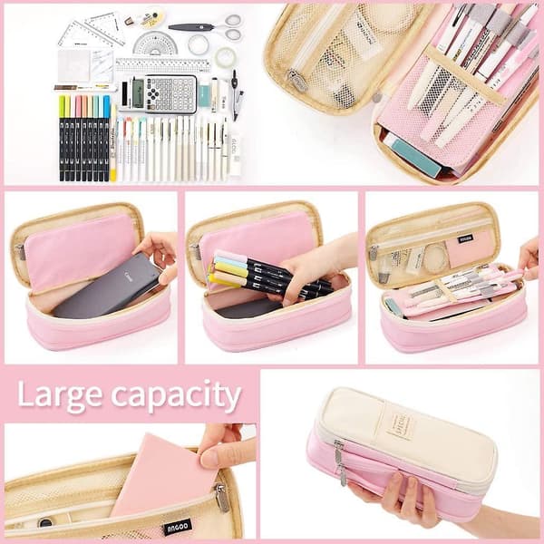 Pencil Case Large Pen Case Office College Large Storage Bag Storage Bag Storage Box Student (pink)