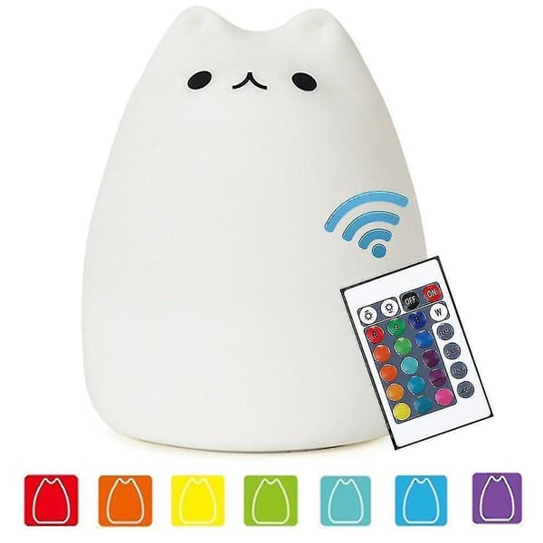 Cat Lamp, Remote Control Silicone Kitty Night Light For Kids Toddler