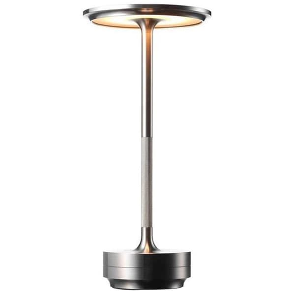 Rechargeable Table Lamp Cordless Touching Control Crystal Lamp Dimmable Soft Light Metal Waterproof Touch Night Light Silver