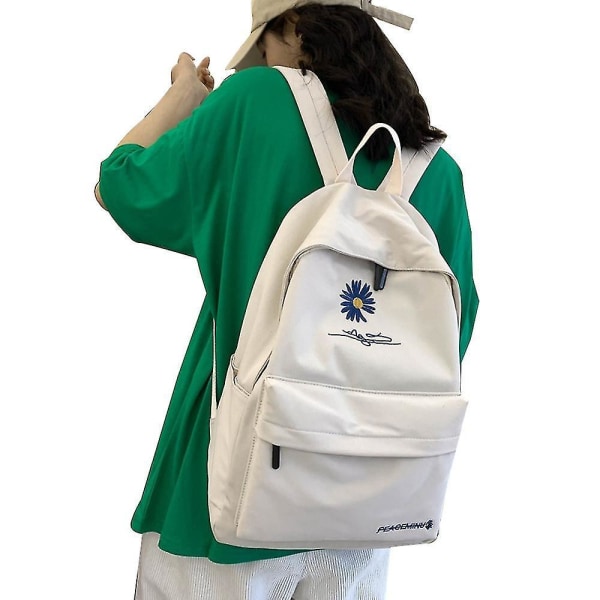 Daisy Backpack High Capacity Solid Color Girl School Bags For Teenage School Bag Nylon Daisy Printing Bag pink