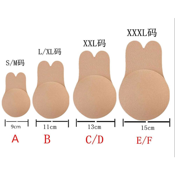 3 Pairs Invisible Bra Adhesive Strapless Bra Push Up Sticky Bra Lift Nippleless Covers Rabbit Bra Breast Pasties Punch skin XXL for EF 13cm