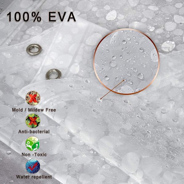 Waterproof Shower Curtain Lining 8g Eva Thick Shower Curtain Odorless, 3d Pebbles Pattern, 72 X 72, Inches