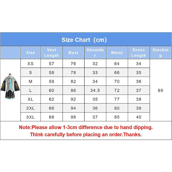 Kawaii Vocaloid Miku Cosplay Wig Costume Japan Midi Dress Beginner Future Female Halloween Girl's Cloth Green set and Wig M