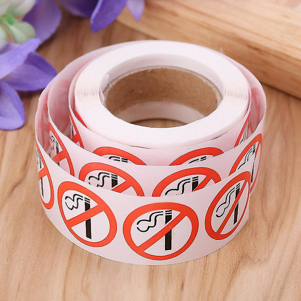 500pcs 1" Inch No Smoking Warning Sticker Adhesive Labels Roll With Logo Round D