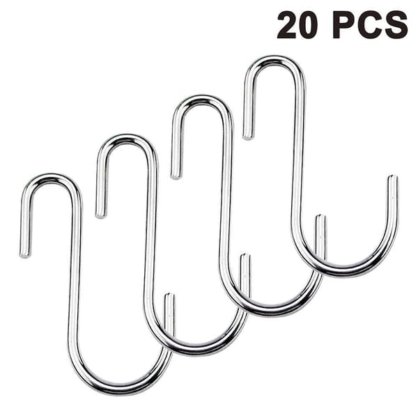 20 Pack Heavy Duty 63mm S Hooks S Shaped Hanging Hooks Large Hangers Silver