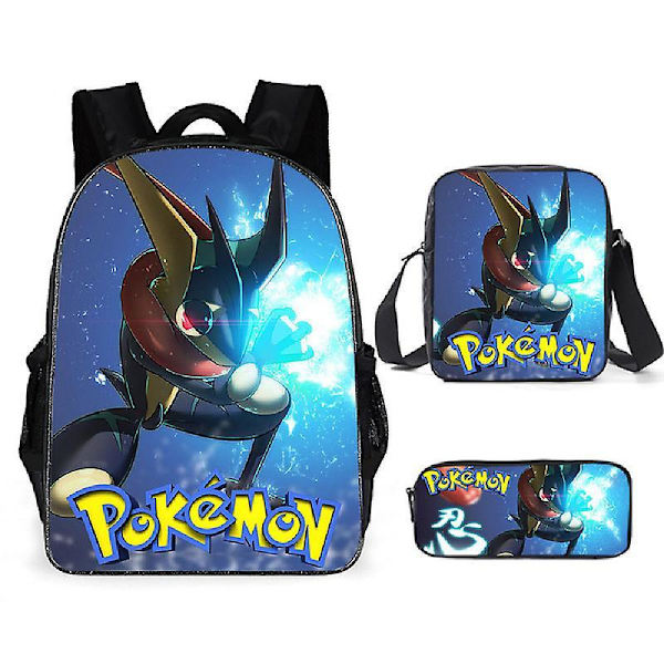 3pcs Pokmon Schoolbag Pikaqiu Backpack Polyester Comfortable Lightening Children's Bag 12