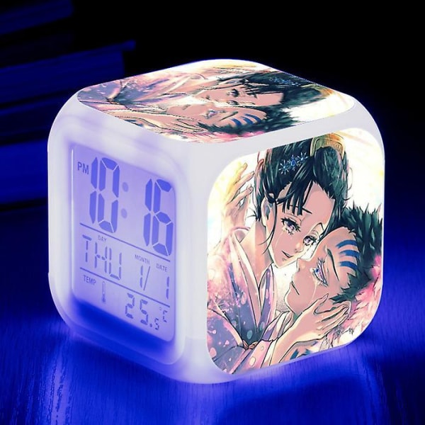 Wekity Anime  Alarm Clock One Piece Led Square Clock Digital Alarm Clock With Time, Temperature, Alarm, Date