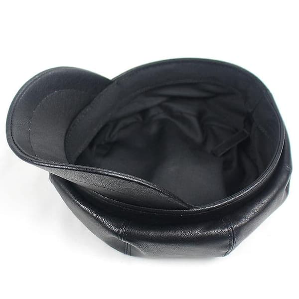 Autumn/winter- Vintage Solid Leather, Beret Cap black