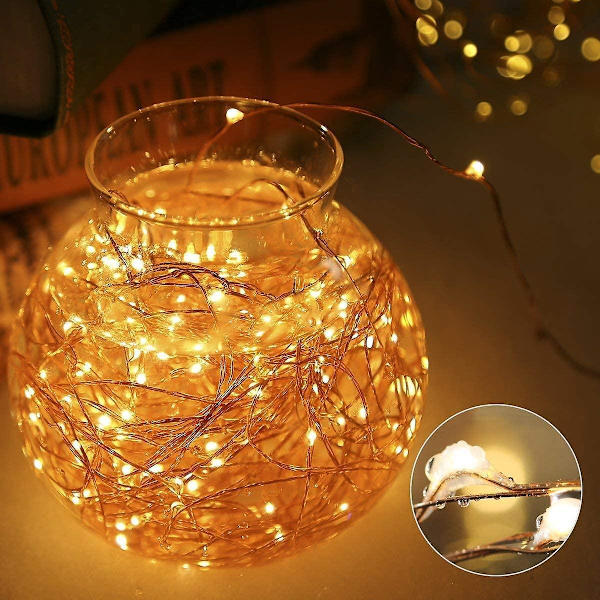 Led String Lights Battery Powered,[2 Pack] 100 Leds 33ft Waterproof 8 Modes With Remote Control Christmas Decoration Lights (warm White-10m) A927