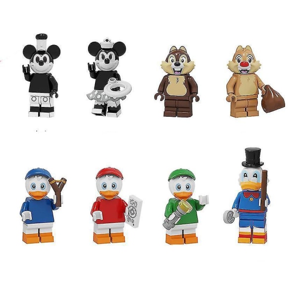 8pcs Cartoon Dolls, Mickey Minnie, Scourge, And Chiditi, Children's Educational Assembling Blocks, Minifigures