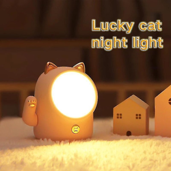 Touch Dimmable Usb Charging Lucky Cat Lamp(Pink)