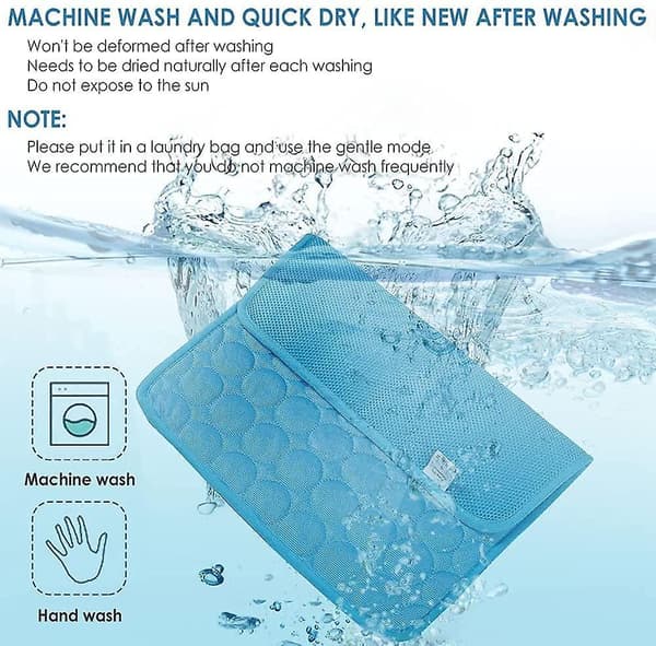 Dog Cooling Mat Sleeping Cooling Pad Washable Ice Silk Cool Blanket For Kennel Sofa Bed Blue L