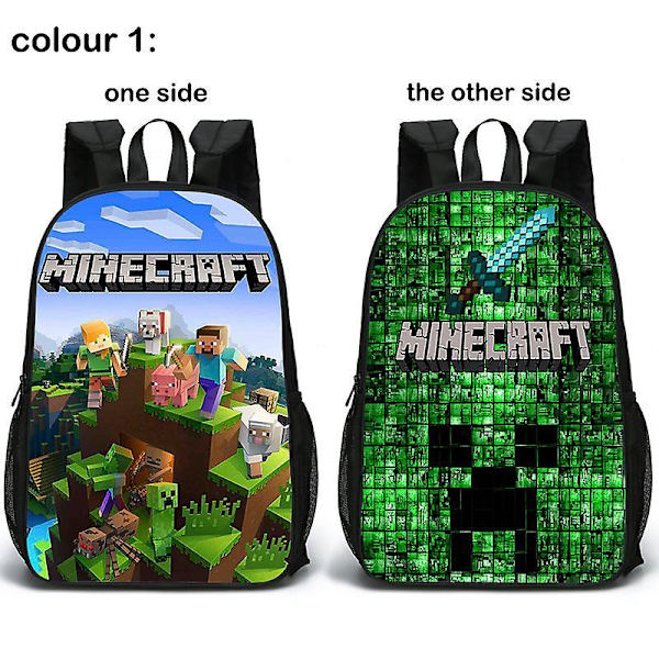 Minecraft Backpack Backpack Two-sided Schoolbag Student Schoolbag Student Gift Birthday Gift New Backpack Pattern 1