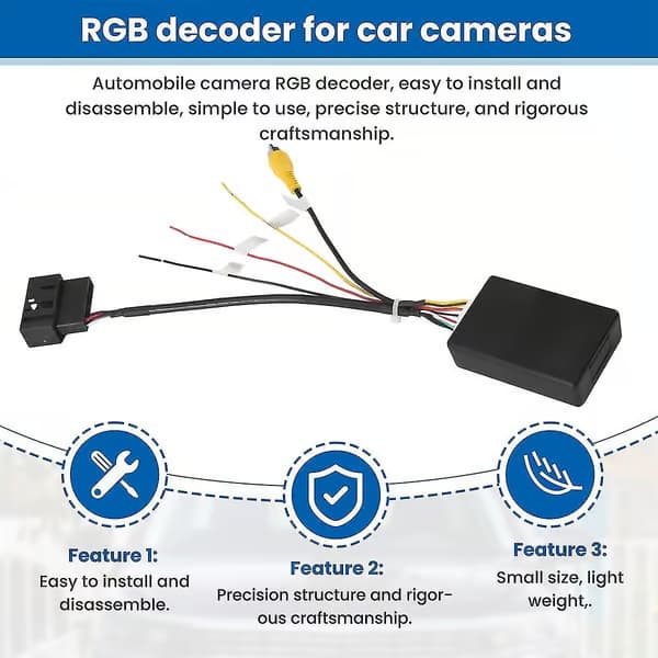 RGB til (RCA) AV CVBS signalomformer dekoderboksadapter for fabrikkmontert ryggekamera Golf 6 CC