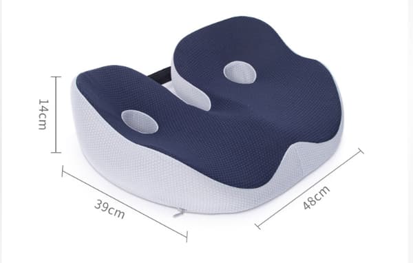 Iskiaspude til kontorstol memory foam komfort siddeknoglepude blå blue