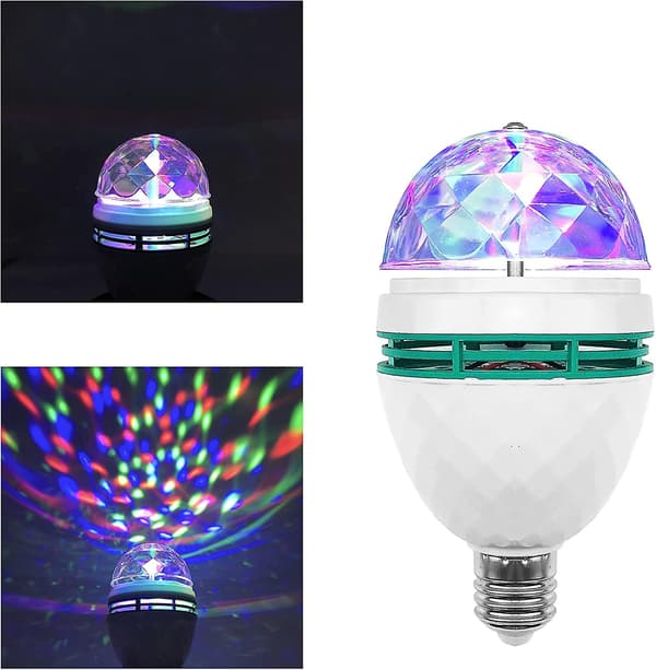 Roterende LED Strobelys Flerfarget Skiftende Krystall Scenelys E27 Base
