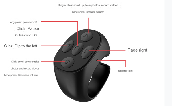 Trådlös Bluetooth Mobil Sidkontroll Douyin Fjärrkontroll Vit white