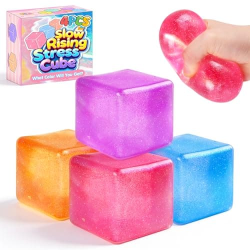 4-pack stora isbitar Squishy Leksaker, 4-färgs glitter Stresskub Fidget Leksaker, 5,6 cm Sensoriska Klämleksaker, Squishy Kub Pack för Barn