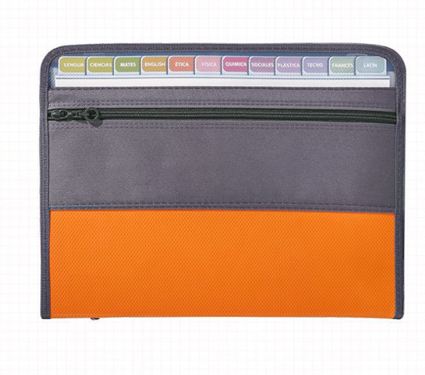 2-pack expanderande mapp A4, 13 fack Dragspelsmapp med dragkedja, dokumentficka orange