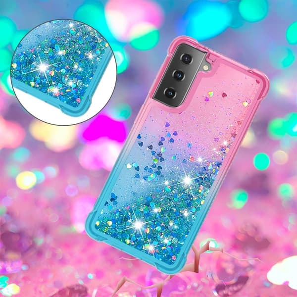 Samsung Galaxy S21 - Støtsikkert kvikksanddeksel - Rosa/Blå Blå Blå