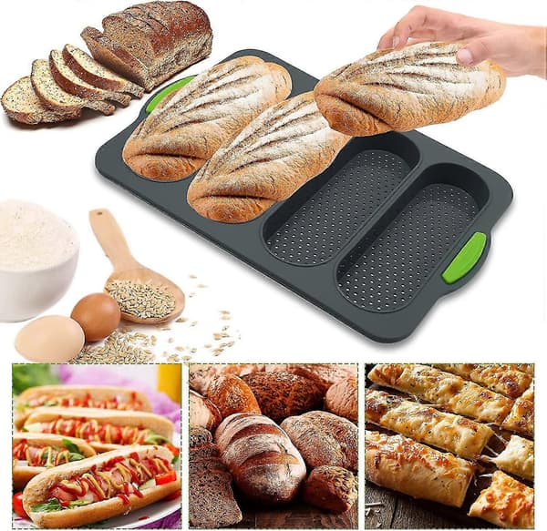 Brödform för bakning, Silikon 4-facks Baguetteform