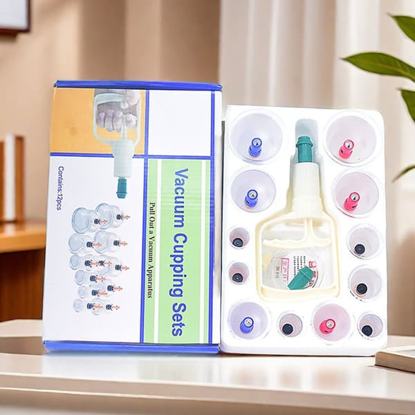 Cupping med vakuumpumpe til behandling og massage 12 stk