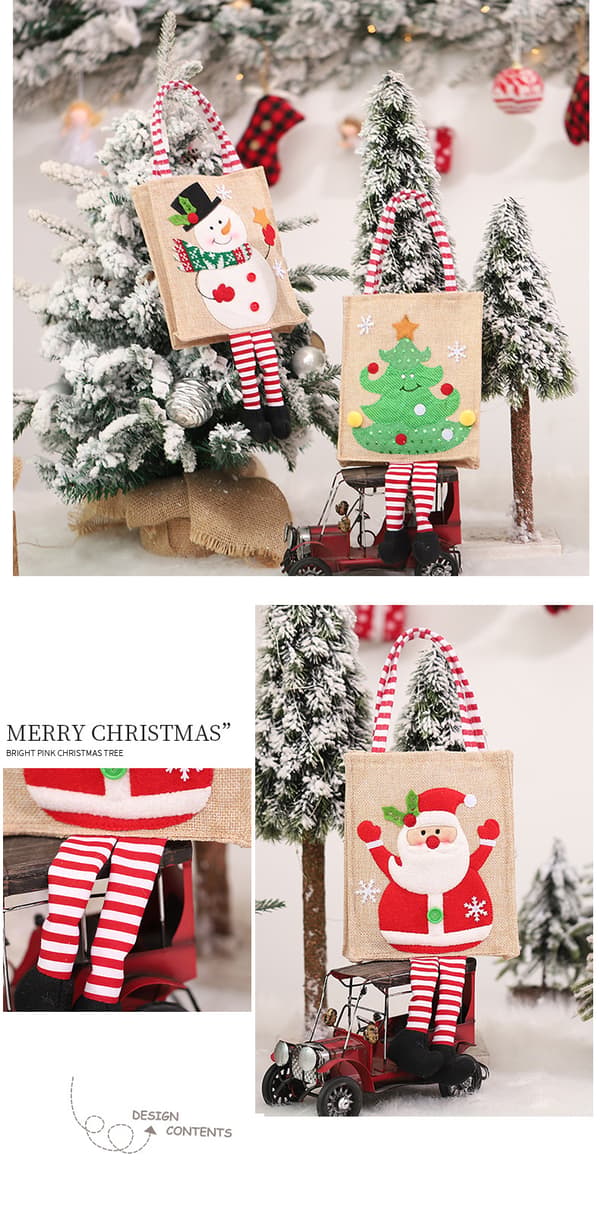 #4 delar tecknade randiga julklappspåsar#