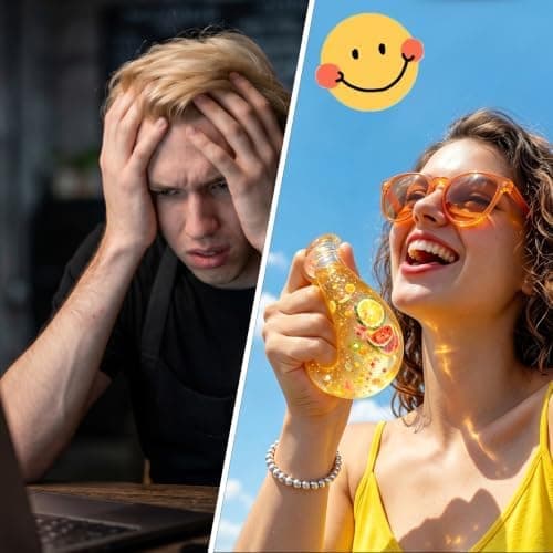 Flaska Squishy Leksak, Långsamt Stigande Stressbollar | Fylld med Fruktskivor och Glitter, Nyhet Sensoriska Leksaker, Kontor Klassrum Grön Green