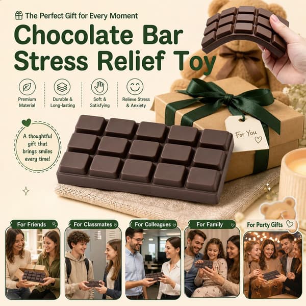 Chokolade Squishy - Blød Langsom Rebound Klemmebold, Sensorisk Stresslegetøj til Børn og Voksne, Fidget Legetøj til Afslapning