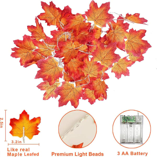 Ljusslinga Höstlöv / LED-slinga - Batteridriven Orange