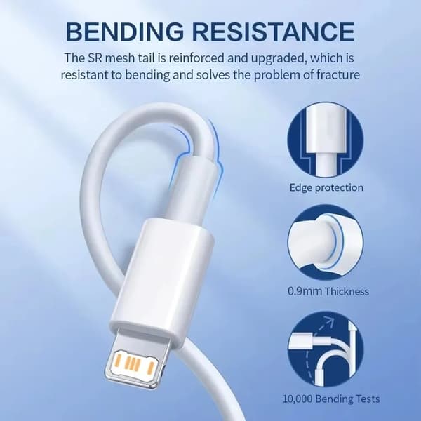 2 stk. 2 m iPhone-kabler (USB-A til Lightning, USB-C til Lightning) hvit white