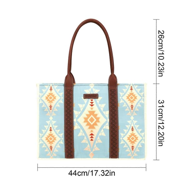 Wrangler Tote Bag Västerländska Väskor för Kvinnor Axelväska Boho Aztec Handväskor NY, 100% Ny Blå L Blue L