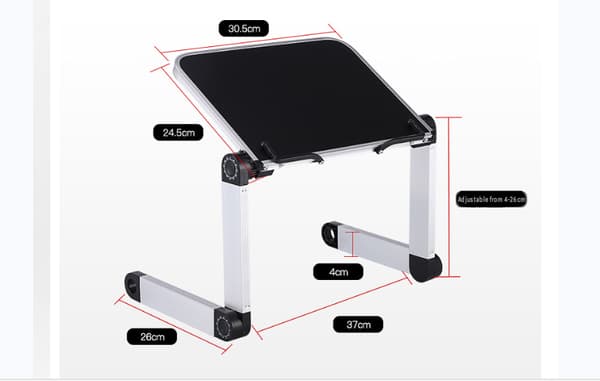 Vikbart Laptopbord, Ergonomiskt Stativ i Aluminium (Vit) Metallook