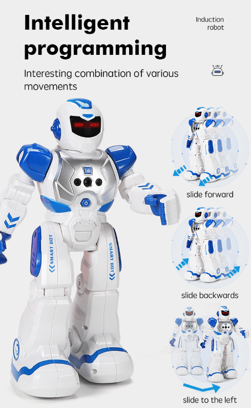 Børnerobot intelligent programmerbar robot med infrarød controller legetøj dansende syngende LED-øjne gestus sensing robotsæt yellow